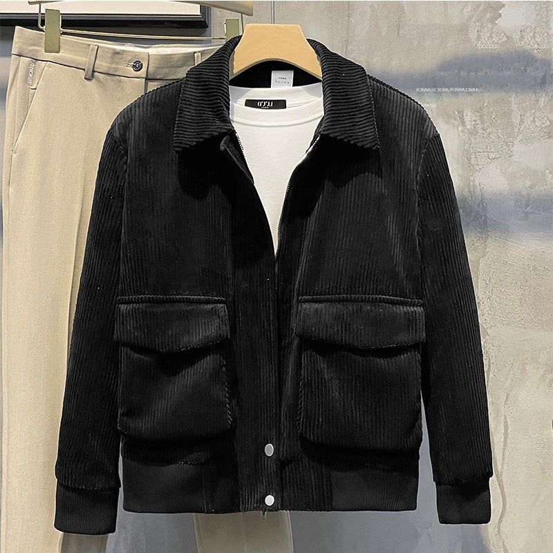 Lapel Jacket Fashion Men'S Warm Short Men'S Korean Version Of Big Pocket Jacket - Image 5