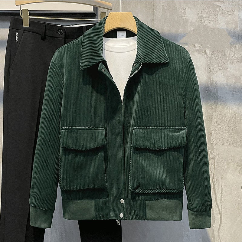 Lapel Jacket Fashion Men'S Warm Short Men'S Korean Version Of Big Pocket Jacket - Image 4