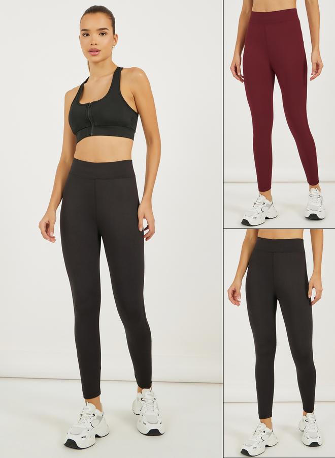 Styli Pack of 2 - Broad Waistband Basic Leggings - Image 1