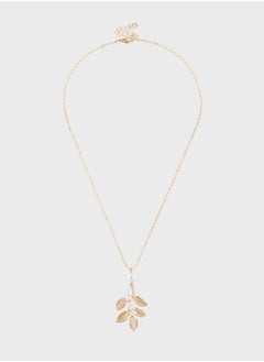 ELLA Leaf Pearl Pendant Necklace  - Image 1