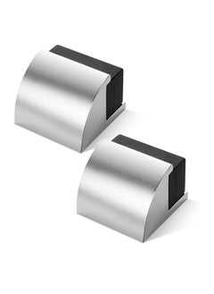 ماركة غير محددة 2 Packs Floor Mounted Door Stops Rubber Black Door Stop Modern Chrome Silver Door Stopper Solid Metal Doorstop Wall Protector with Bumper Buffer and Fixings  - Image 1