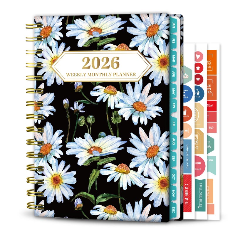 Ymumuda 2026 Planner, Daily Weekly and Monthly Plannerï¼ŒJan 2026 - Dec 2026, 8.4" x 6.3", 2026 Calendar Planner Book with Tabs, Spiral Notebook with Inner Pocket for Office Home School Supplies - Image 1