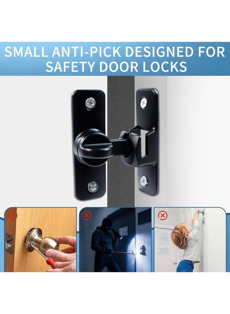 SYOSI Barn Door Lock, Multi-Angle Latch for Sliding Doors, Cabinets, Windows & Bathrooms, Left/Right Hand Compatible Solid Metal Lock, Universal Household Use, 90°/180° Adjustable (Black, 2-Pack) - Image 4