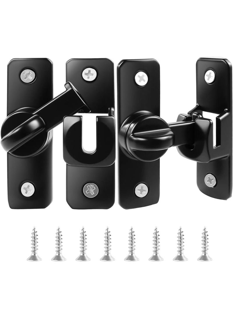 SYOSI Barn Door Lock, Multi-Angle Latch for Sliding Doors, Cabinets, Windows & Bathrooms, Left/Right Hand Compatible Solid Metal Lock, Universal Household Use, 90°/180° Adjustable (Black, 2-Pack) - Image 1