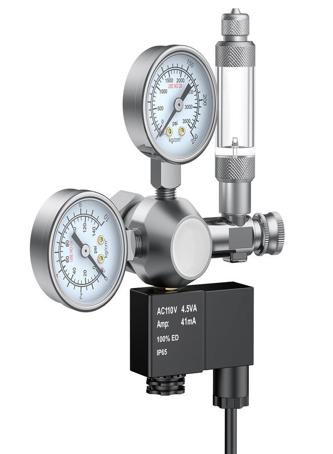 باوفلي منظم ثاني أكسيد الكربون لأحواض السمك من باوفلاي مزود بمقياسين للضغط وصمام لولبي، طقم نظام ثاني أكسيد الكربون مع عداد فقاعات وصمام فحص لأحواض النباتات، منظم ثاني أكسيد الكربون لأحواض الأسماك مع ضغط خرج قابل للتعديل - Image 1