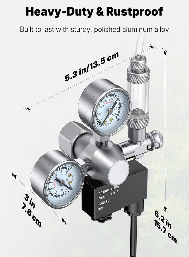 باوفلي منظم ثاني أكسيد الكربون لأحواض السمك من باوفلاي مزود بمقياسين للضغط وصمام لولبي، طقم نظام ثاني أكسيد الكربون مع عداد فقاعات وصمام فحص لأحواض النباتات، منظم ثاني أكسيد الكربون لأحواض الأسماك مع ضغط خرج قابل للتعديل - Image 5