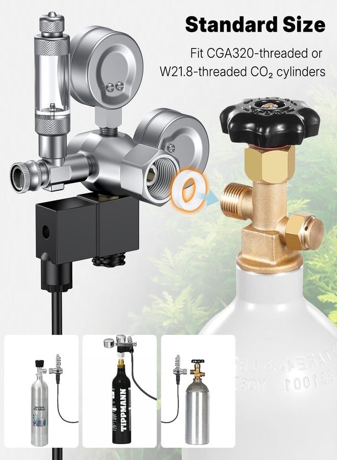 باوفلي منظم ثاني أكسيد الكربون لأحواض السمك من باوفلاي مزود بمقياسين للضغط وصمام لولبي، طقم نظام ثاني أكسيد الكربون مع عداد فقاعات وصمام فحص لأحواض النباتات، منظم ثاني أكسيد الكربون لأحواض الأسماك مع ضغط خرج قابل للتعديل - Image 4