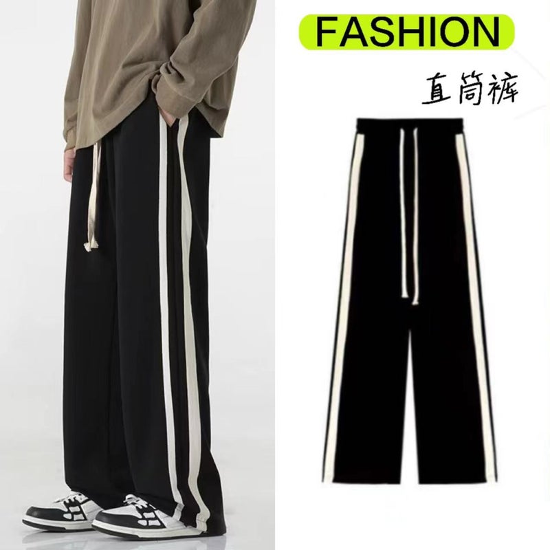 Color Contrast Striped Straight Leg Pants Men'S Hip-Hop American Style Men'S And Women'S Dipping Wide Leg Pants Korean-Style All-Match High Quality - Image 2