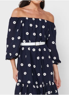 FYOR Bardot Belted Ruffle Hem Dress  - Image 3