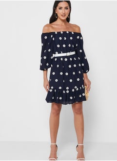 FYOR Bardot Belted Ruffle Hem Dress  - Image 4