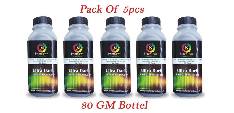 Print Star Ultra Dark Toner Powder Comaptible with Hp 88A, 78A, 36A, 83A, 35A, 85A & Canon 925,328,326,337 Toner Cartridges (Pack of 05) - Image 4