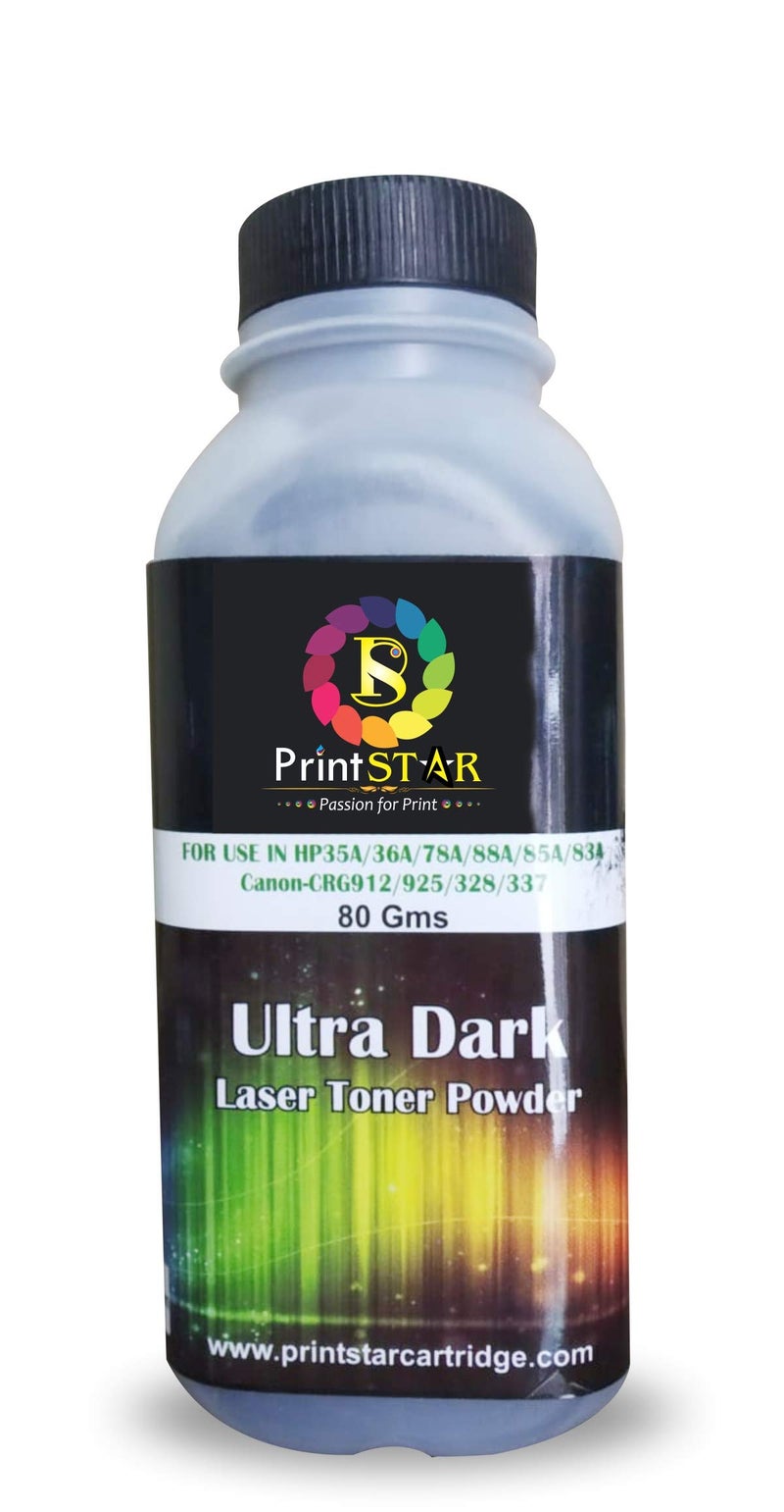 Print Star Ultra Dark Toner Powder Comaptible with Hp 88A, 78A, 36A, 83A, 35A, 85A & Canon 925,328,326,337 Toner Cartridges (Pack of 05) - Image 2