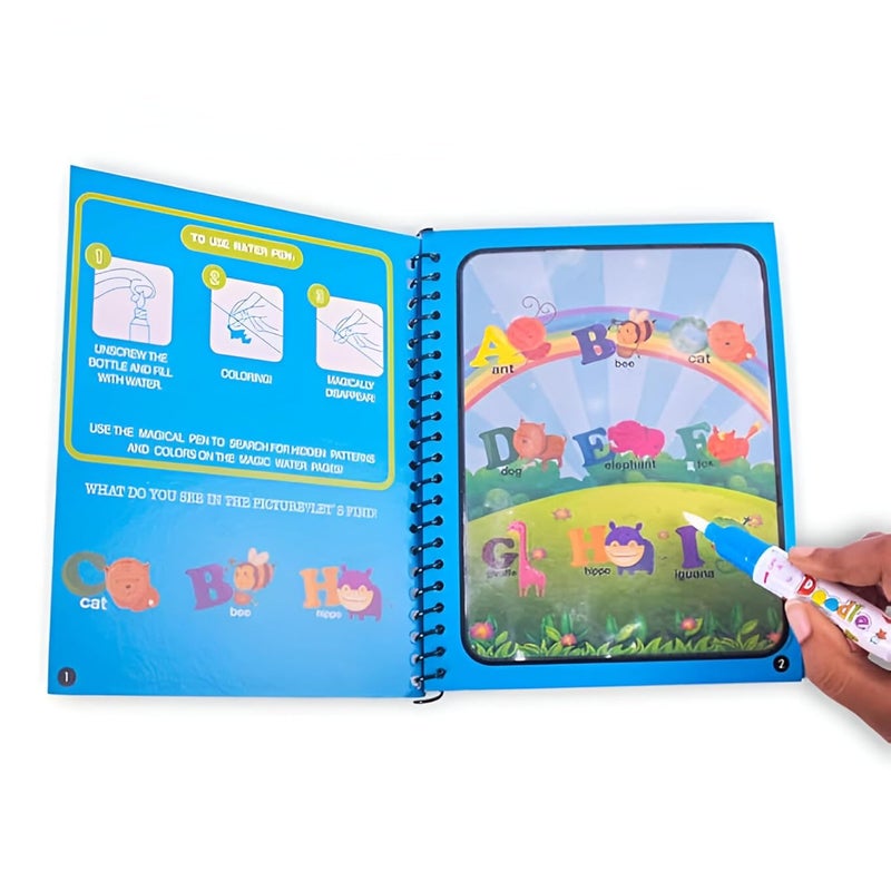 Sakuya Magic Water Coloring Book |Mess-Free Colouring Book|Reusable Notepad with Magical Pen| Educational Doodle Book for Kids, Return Gifts for Birthdays|8 * 12 cm| Coloring Book - Pack of 9 - Image 2