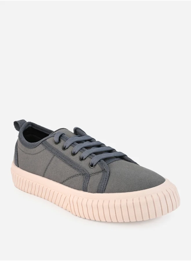 ستايلي Contrast Stitch Casual Canvas Lace Up Sneakers