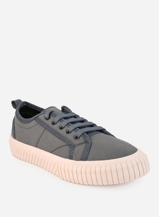 Styli Contrast Stitch Casual Canvas Lace Up Sneakers  - Image 2