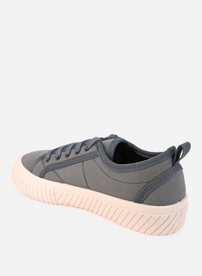 Styli Contrast Stitch Casual Canvas Lace Up Sneakers  - Image 4