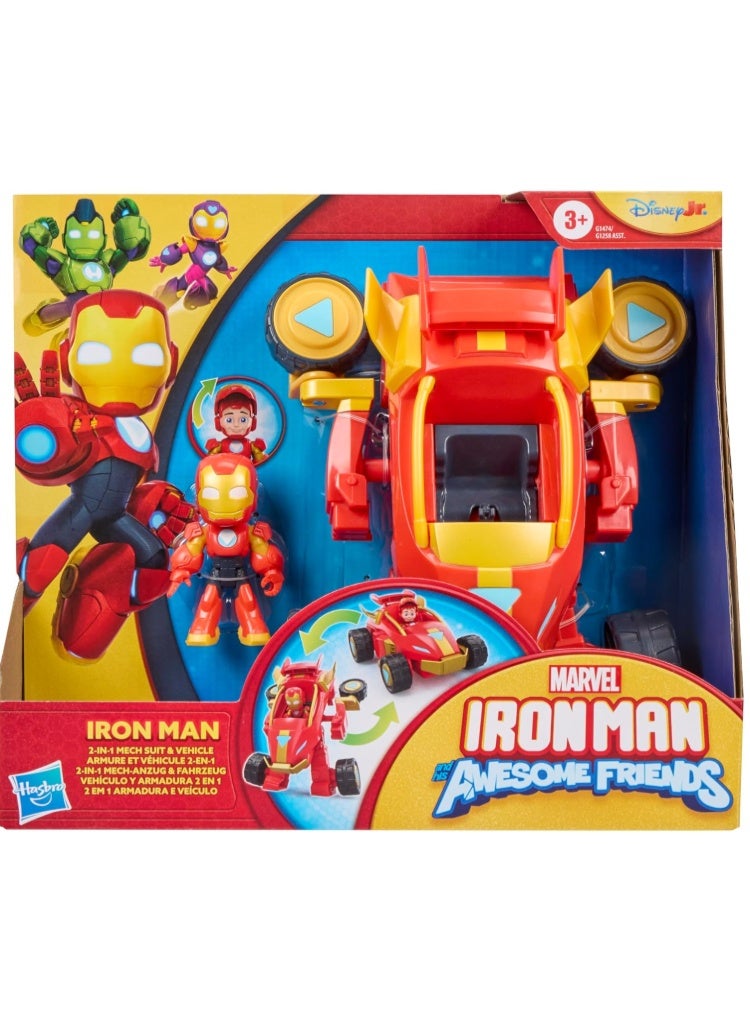 Hasbro Marvel Iron Man and His Awesome Friends 2-in-1 Mech Suit & Vehicle Set with Action Figure and Toy Vehicle - Image 2