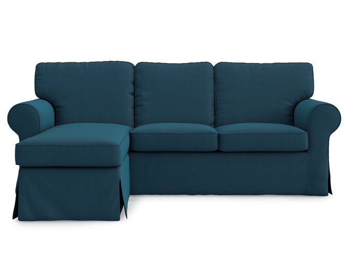 EKTORP LOVESEAT 2 SEAT WITH CHAISE LOUNGE COVER REPLACEMENT CUSTOMIZED FOR IKEA EKTORP SECTIONAL 3 SEAT SOFA SLIPCOVER REPLACEMENTDARK OCEAN