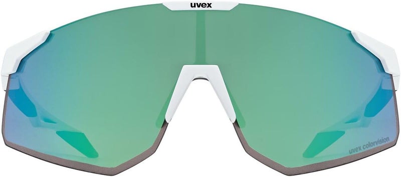 Uvex Pace Perform CV Bicycle Bike Sunglasses - High-Performance Cycling Eyewear - Colorvision Technology - Full UV Protection - White Matt/Mirror Green - Image 2