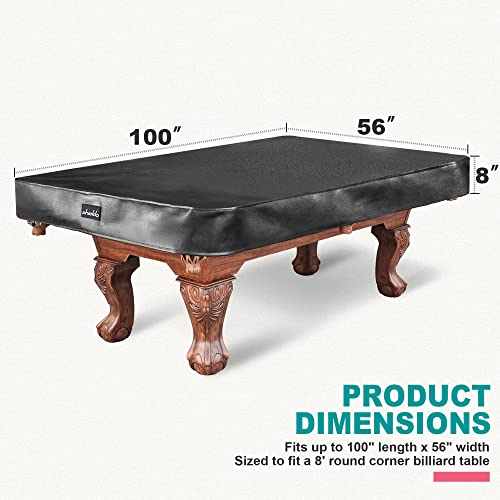 Shieldo Heavy Duty Leatherette Billiard Pool Table Cover,Waterproof&Tearproof Cover for Pool Table,7/8/9 Foot Fitted(8FT/Balck) - Image 2