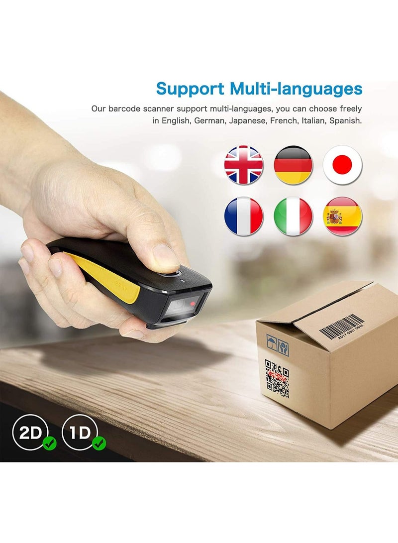 نيتم ماسح ضوئي 1D 2D 2D QR Code، ماسح ضوئي صغير للرموز الشريطية متوافق مع البلوتوث، ماسح ضوئي صغير محمول للرموز الشريطية USB للمخزون، قارئ صور لاسلكي 2.4G للكمبيوتر اللوحي iPhone iPad Android iOS PC POS - Image 3