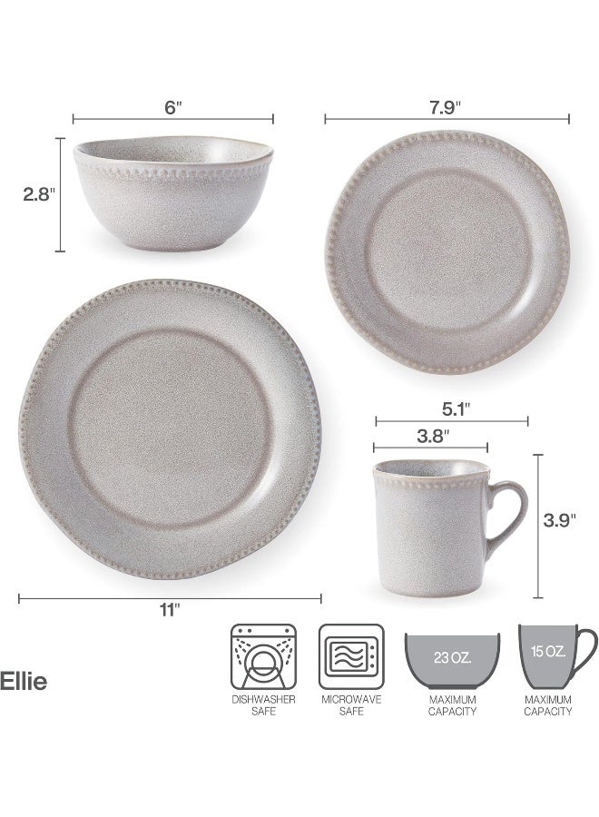 Mikasa Mikasa Ellie Grey 16 Piece Dinnerware Set Service For 4 Gray - Image 3