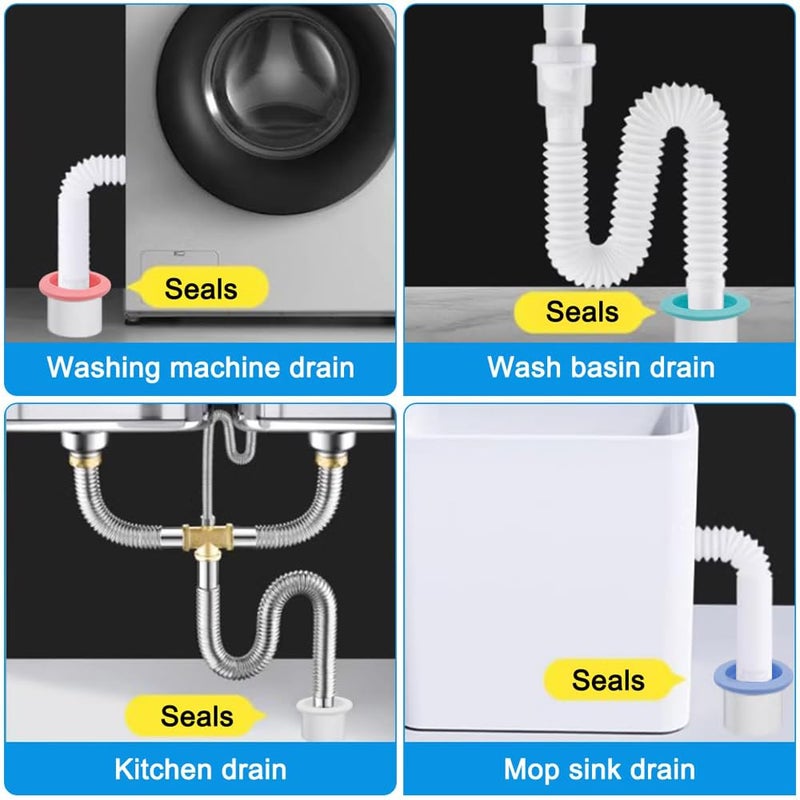 Sichumaria 2 Pcs Drain Pipe Hose Seal Silicone Plug,Washing Machine Drain Hose Seal Sewer Seal Ring Sealing Plug for Washing Machine Laundry Room Bathroom Bathtub Kitchen Cleaning Tools  - Image 3