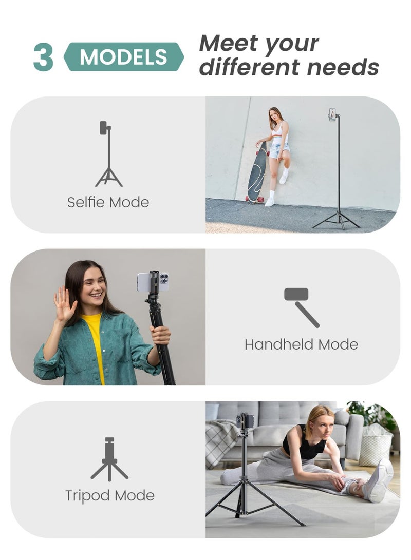 71 inch Phone Tripod Stand & Selfie Stick Tripod with Wireless Remote, Reinforced Tripod for iPhone, SamSung, Smartphones, DSLR - Image 5