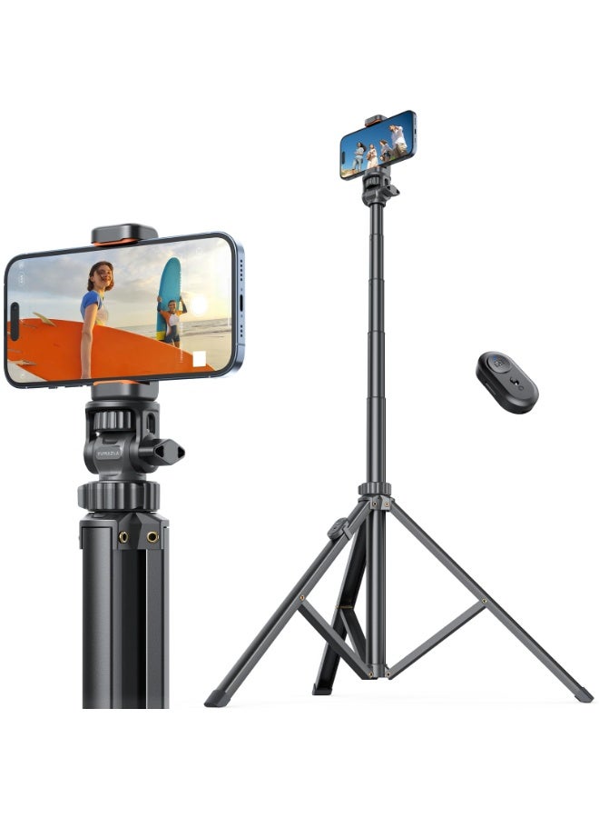 71 inch Phone Tripod Stand & Selfie Stick Tripod with Wireless Remote, Reinforced Tripod for iPhone, SamSung, Smartphones, DSLR - Image 1