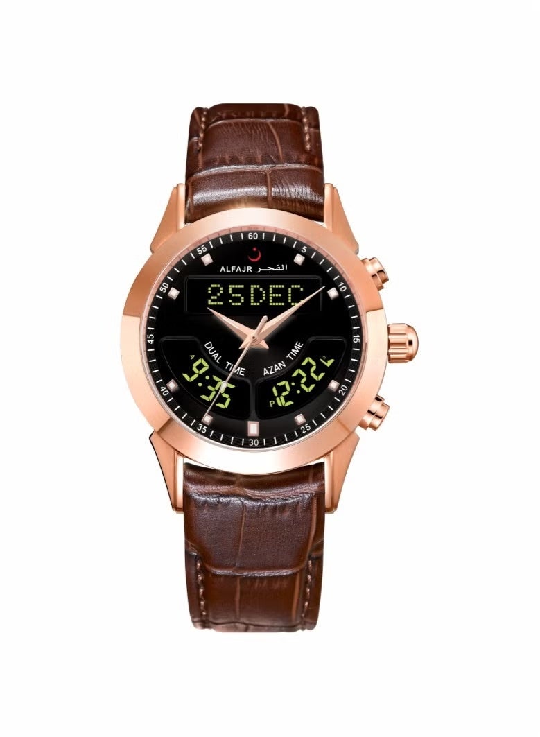 الفجر ساعة الرجال الفاخرة الفاخرة من الجلد البني WA-10RBL 40MM - Image 1