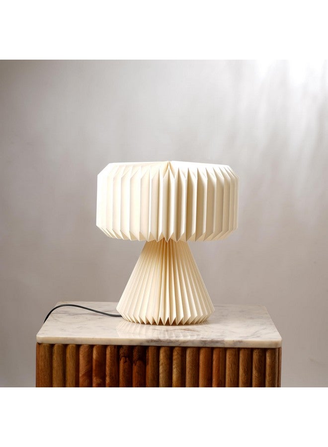 FIG Living Ori Table Lamp (Off White) | Origami Design Paper Lampshade 32cm Tall | Table Lamp for Bedroom, Living Room | Night Lamp for Room Decoration | 2.5 MTS Corded Cable with On/Off Switch - Image 4