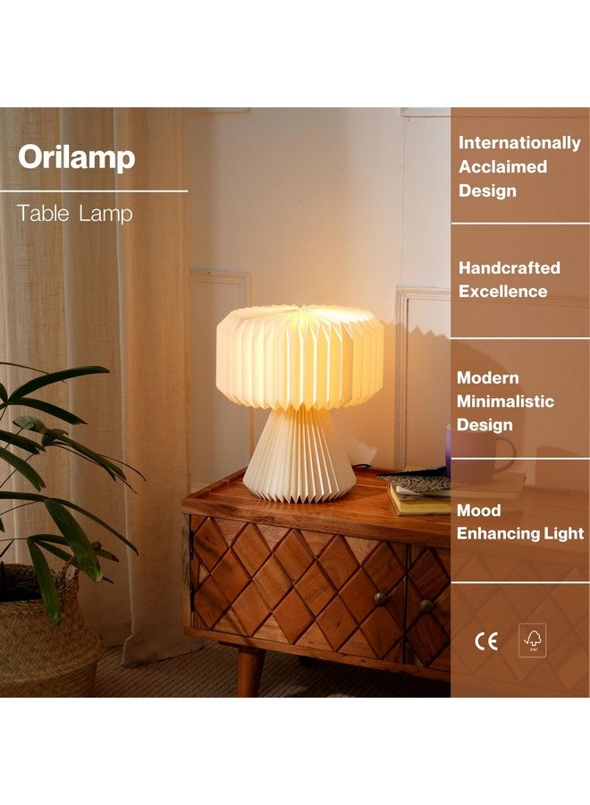 FIG Living Ori Table Lamp (Off White) | Origami Design Paper Lampshade 32cm Tall | Table Lamp for Bedroom, Living Room | Night Lamp for Room Decoration | 2.5 MTS Corded Cable with On/Off Switch - Image 5