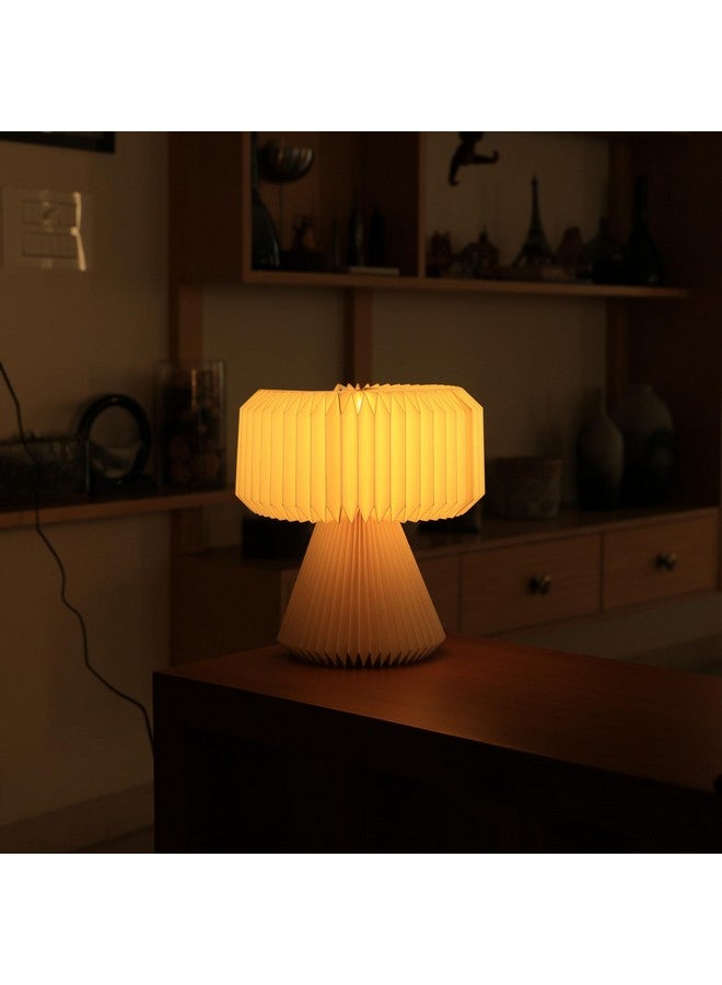 FIG Living Ori Table Lamp (Off White) | Origami Design Paper Lampshade 32cm Tall | Table Lamp for Bedroom, Living Room | Night Lamp for Room Decoration | 2.5 MTS Corded Cable with On/Off Switch - Image 3