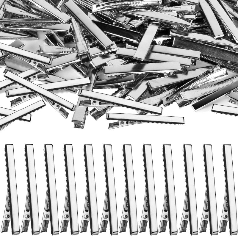 YGDZ Alligator Hair Clips, 120pcs 2.17 Inch Silver Hair Clips Single Prong Flat Metal Hair Bow Alligator Clips for Bows Making Crafts(5.5cm) - Image 1