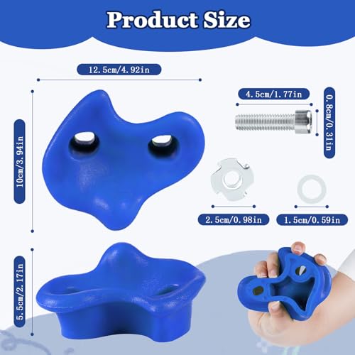 veimia 10PCS Blue Rock Climbing Holds Extra Large Size Rock Climbing Wall for Kids Climbing Rock Wall Grips with Mounting Hardware and Wrench for Indoor Outdoor Playground Installed on Wooden Board - Image 5