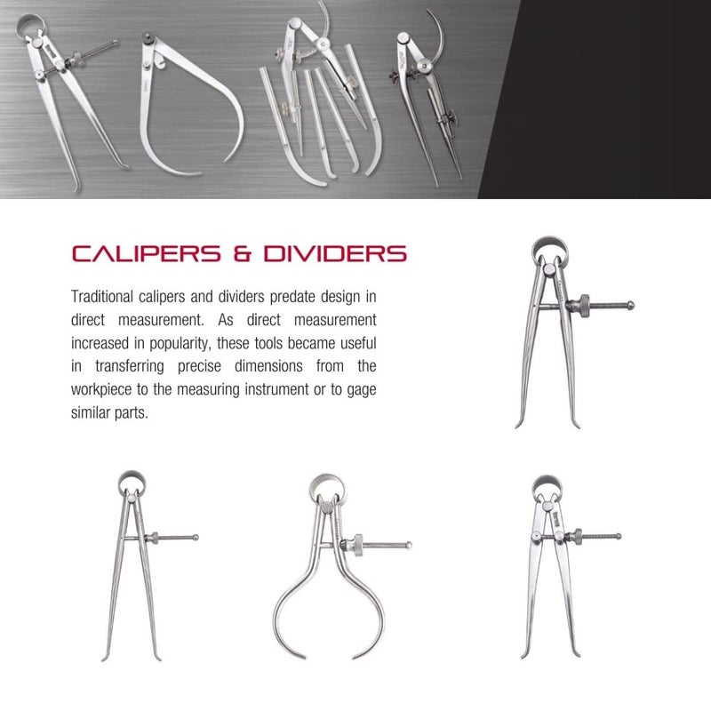 Starrett Toolmakers Spring-Type Caliper and Divider with Bow Spring and Hardened Fulcrum Stud - 3" Size and Capacity, Spring Joint Type - 274-3 - Image 3
