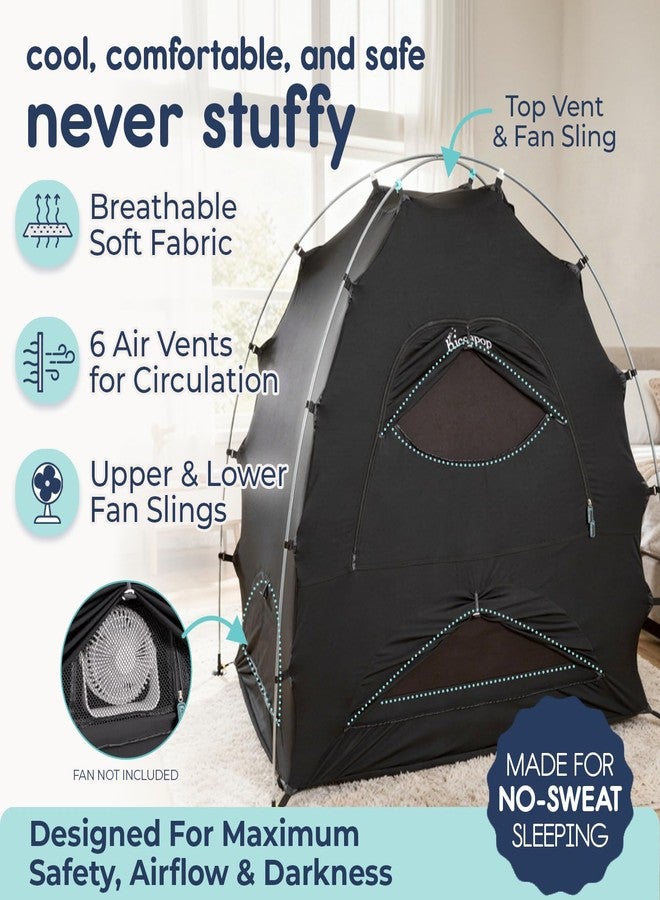 Hiccapop Daydreamer Blackout Tent for Pack and Play, Original Patented 2-Door Sleep Pod for Kids & Babies, Pack and Play Blackout Cover, Blocks 98% of Light for Better Sleep Anywhere, Black - Image 3
