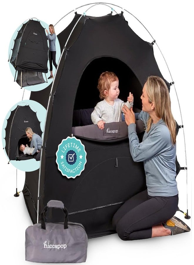 Hiccapop Daydreamer Blackout Tent for Pack and Play, Original Patented 2-Door Sleep Pod for Kids & Babies, Pack and Play Blackout Cover, Blocks 98% of Light for Better Sleep Anywhere, Black - Image 1