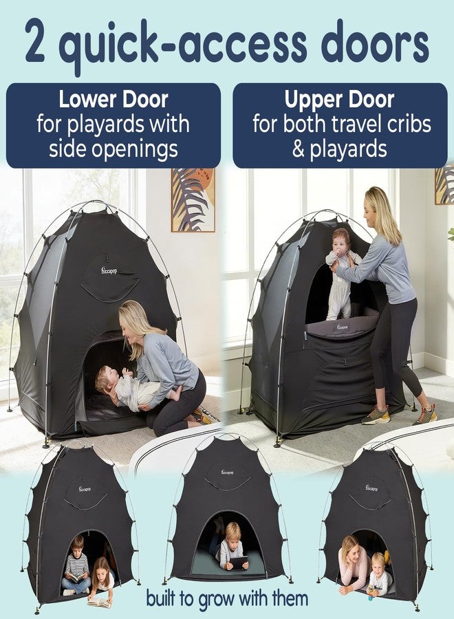 Hiccapop Daydreamer Blackout Tent for Pack and Play, Original Patented 2-Door Sleep Pod for Kids & Babies, Pack and Play Blackout Cover, Blocks 98% of Light for Better Sleep Anywhere, Black - Image 5