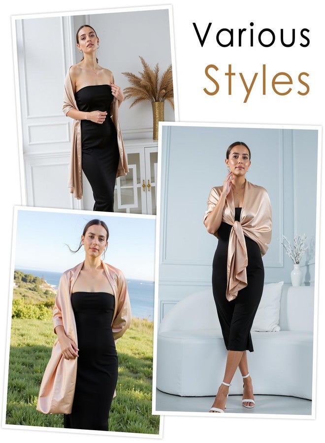 Sofier Satin Shawl Wraps for Women Evening Dresses Wedding Bridal Party Silky Scarf Formal Cover Up Bridesmaid Gifts, Champagne, One Size - Image 5