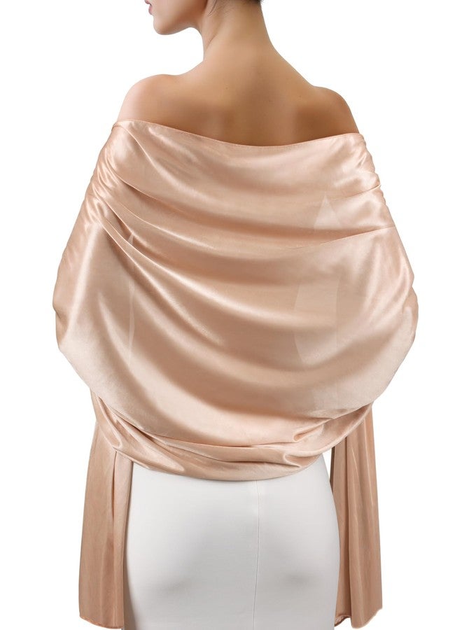 Sofier Satin Shawl Wraps for Women Evening Dresses Wedding Bridal Party Silky Scarf Formal Cover Up Bridesmaid Gifts, Champagne, One Size - Image 1