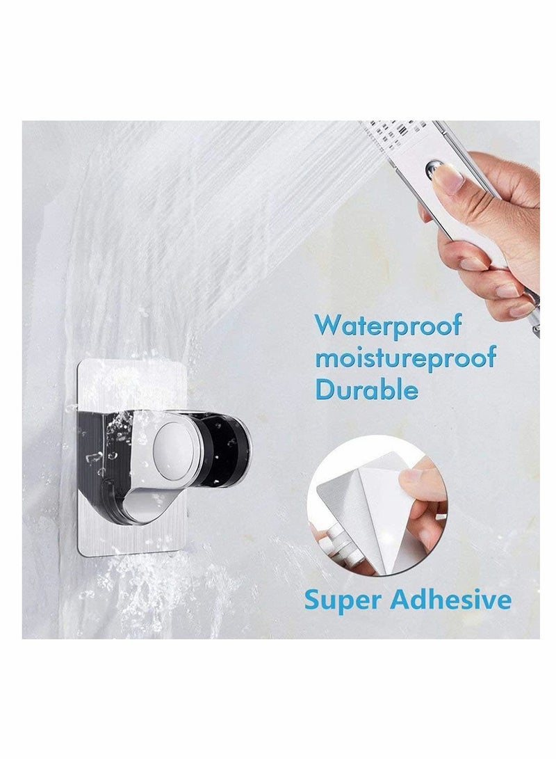 KASTWAVE Shower Head Holder, Adjustable Shower Holder Fixed Mounted Wall Bracket for Handheld Shower Head, Chrome Finish, Self - Adhesive Wall Mount Showers Shelf for Home Bathroom (Silver) - Image 2