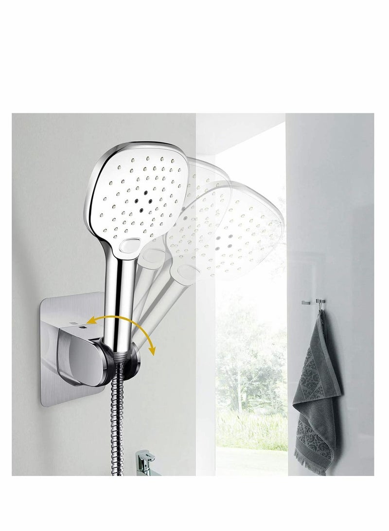 KASTWAVE Shower Head Holder, Adjustable Shower Holder Fixed Mounted Wall Bracket for Handheld Shower Head, Chrome Finish, Self - Adhesive Wall Mount Showers Shelf for Home Bathroom (Silver) - Image 4