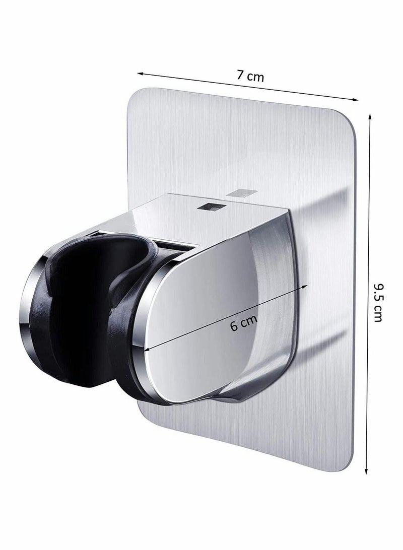 KASTWAVE Shower Head Holder, Adjustable Shower Holder Fixed Mounted Wall Bracket for Handheld Shower Head, Chrome Finish, Self - Adhesive Wall Mount Showers Shelf for Home Bathroom (Silver) - Image 3