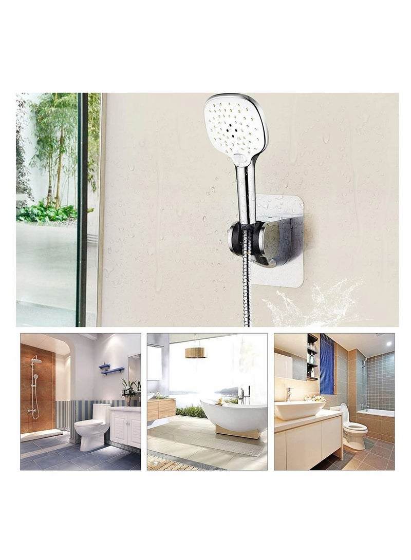 KASTWAVE Shower Head Holder, Adjustable Shower Holder Fixed Mounted Wall Bracket for Handheld Shower Head, Chrome Finish, Self - Adhesive Wall Mount Showers Shelf for Home Bathroom (Silver) - Image 5