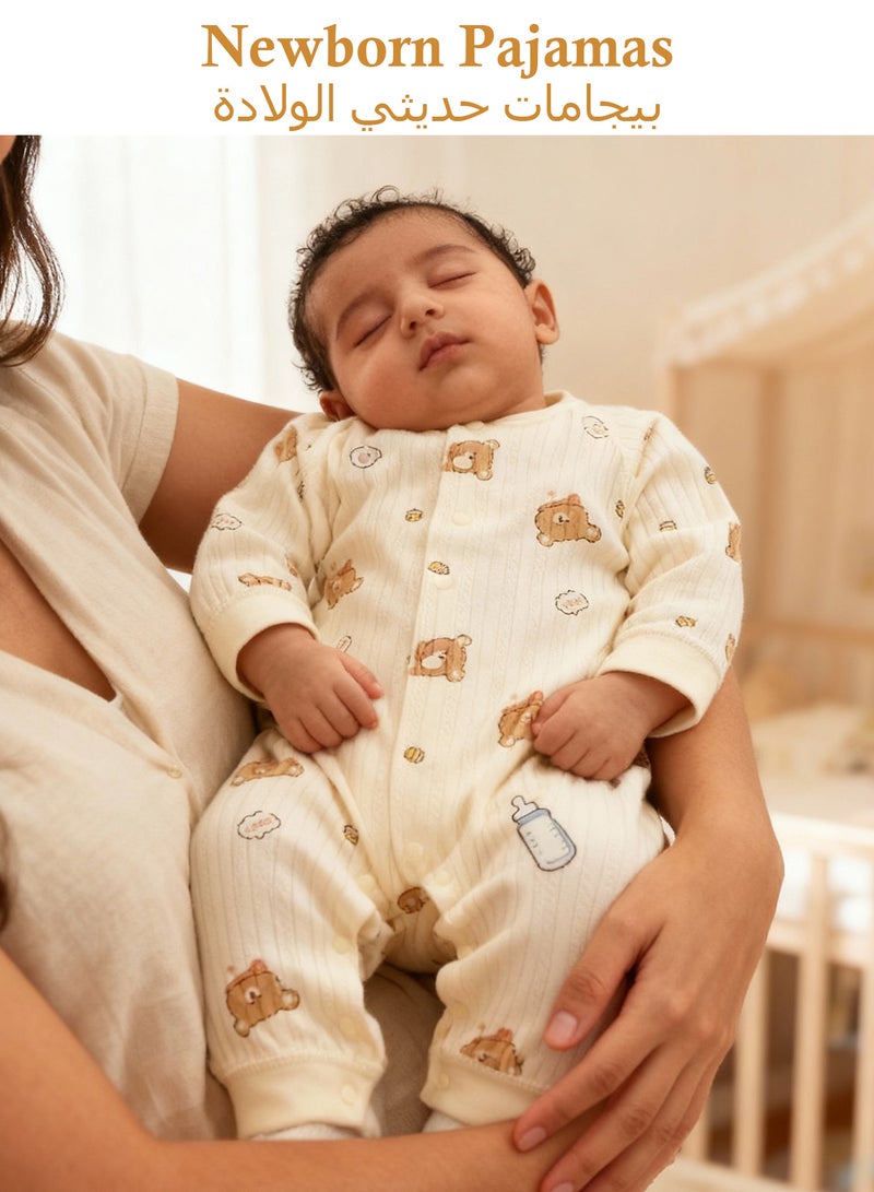 Splendors 100% Cotton One Piece Rompers For Newborn Baby Pajama Unisex Soft Baby Jumpsuit Baby Onesie Cute Bear Sleepwear Baby Clothing For Newborn 1-3 Months - Image 2