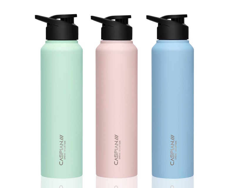 CASPIAN /// Hike Stainless Steel Sipper Water Bottle (Mist Green,Light Pink,Sky Blue, 1 Litre, Set of 3)| Leak Proof Thunder for Fridge Home Office Travel School Kids Boys Girls Adults Sports Gym Yoga - Image 1
