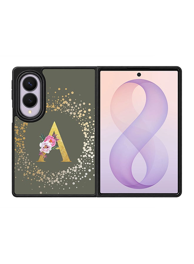 Stylizedd Rugged Case for Samsung Galaxy Z Fold8- Slim Fit Hybrid Rubber Cover Floral Monogram - A (Olive Green)
