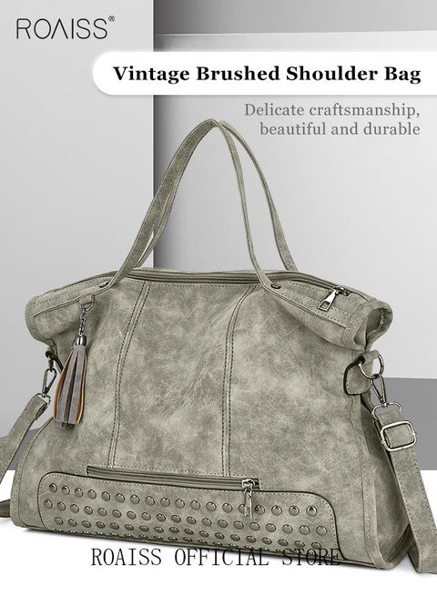 Women's Retro Tote Bag Matte Shoulder Bag Fashion Trend Large Capacity PU Portable Bag Elegant Lady Bag