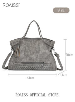 roaiss Women's Retro Tote Bag Matte Shoulder Bag Fashion Trend Large Capacity PU Portable Bag Elegant Lady Bag  - Image 5